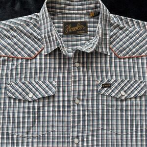 Howler Bros Mens H Bar B Pearl Snap Western Blue Plaid Snapshirt Large Western